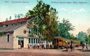 C.1910 Northern Electric Chico Train Garage, CA Postcard P186