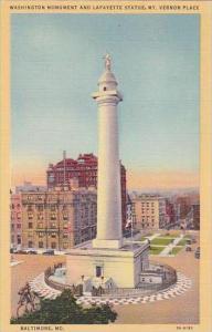 Ohio Baltimore Washington Monument And Lafayette Statue Mount Vernon Place