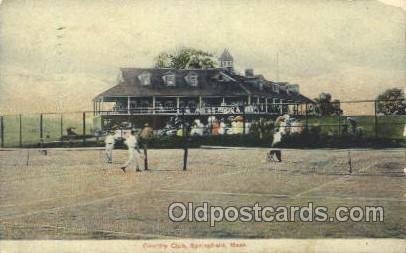 Country Club, Springfield, MA, USA Tennis 1910 light corner wear with paint c...