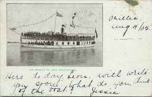 Steamer 'Geneva' on Lake Couchiching Orillia Ontario ON c1905 Postcard F28