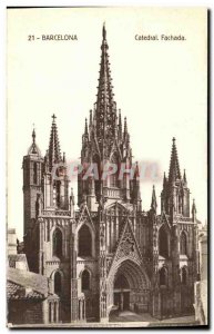 Old Postcard Barcelona Cathedral Fachada