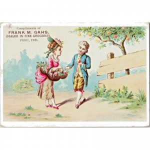 Frank M. Gahs ~ Groceries ~ Peru, Indiana ~ Antique Victorian Trade Card