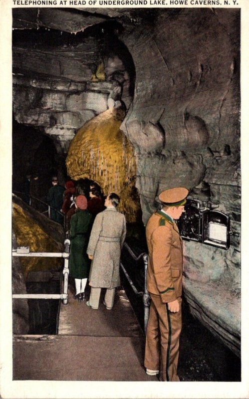 New York Howe Caverns Telephoning At Head Of Underground Lake