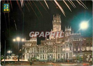 Postcard Modern Madrid Communications Palace Night View