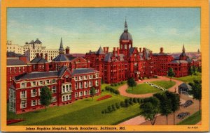 Vtg 1930's John Hopkins Hospital North Broadway Baltimore Maryland MD Postcard