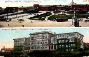 Providence, Rhode Island - New Railroad Station & State Normal School - in 1911