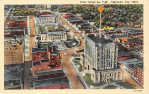OKLAHOMA CITY, Oklahoma OK   CIVIC CENTER~Night View   c1940's Curteich Postcard
