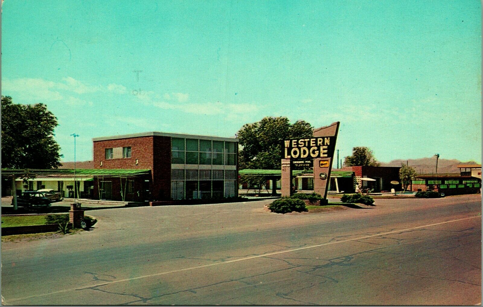 Western Lodge Motel Van Horn Texas TX Artist View Sign UNP Chrome Postcard United States