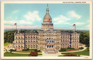 Lansing Michigan MI, Main Entrance, State Capitol Building, Vintage Postcard