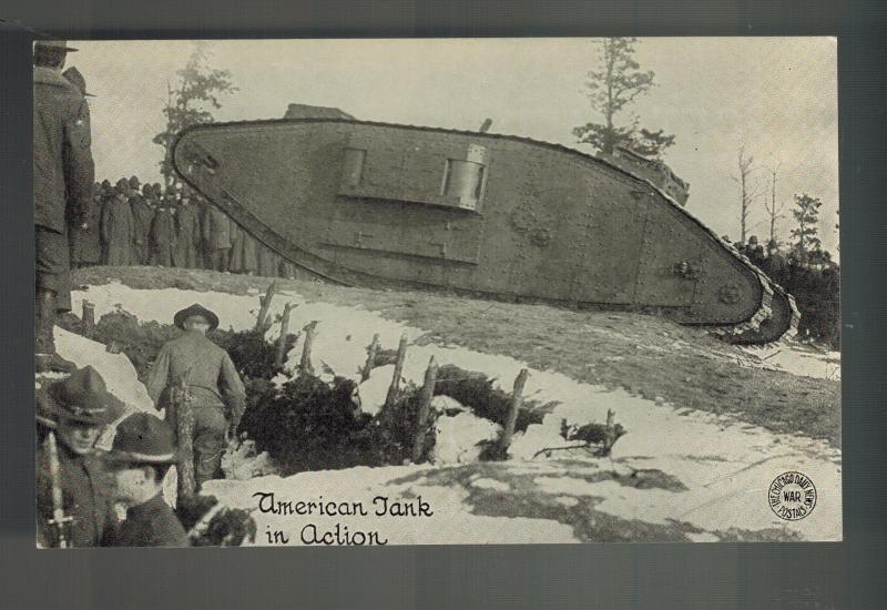 Mint WW 1 USA American Tank in Action Daily News War Pictures Postcard