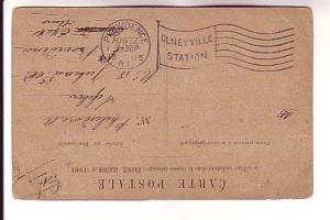 East Railway Train Station Paris France, 1905, Olneyville Station Flag Cancel