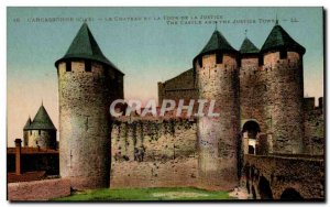 Old Postcard Carcassonne Castle And Tower Of The Castle And The Justice Justi...