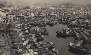 Singapore Unidentified Harbour Vintage Real Photo Postcard