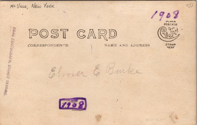 RPPC McVille New York MWA Camp 1935 Fraternal Group with Goat & Axes 1908