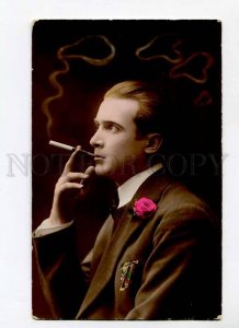 3020939 SMOKING Tinted Young Man. Vintage Photo PC