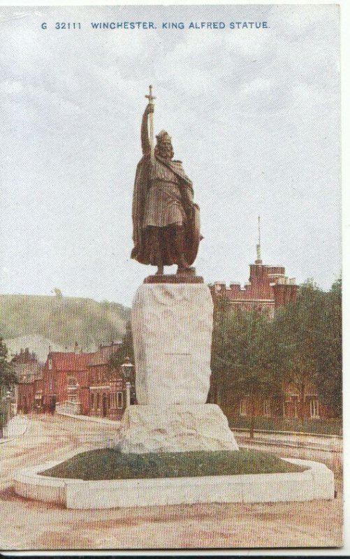 Hampshire Postcard - Winchester - King Alfred Statue - Ref 20036A