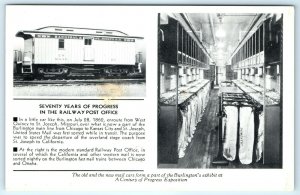 1932 World's Fair Burlington Route Railway Post Office Advertising Postcard A9