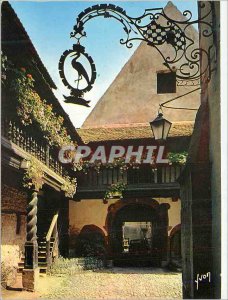 Modern Postcard Riquewihr (Haut Rhin) Alsace France Colors and Light of Court...