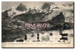 La Grave in Oysans Old Postcard Meije Paris view from the top (cows)