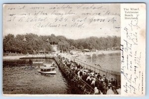 1906 TOLCHESTER BEACH MD MARYLAND THE WHARF CROWD SCENE OTTENHIMER POSTCARD