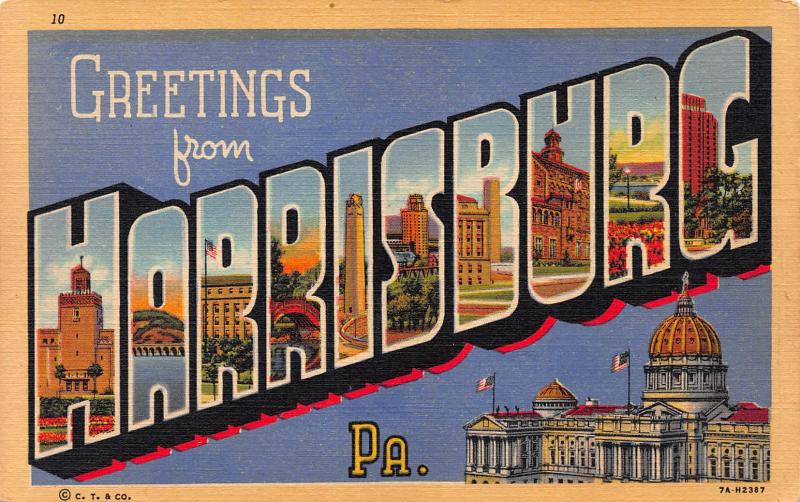 Greetings from Harrisburg, Pennsylvania, Early Postcard, Unused