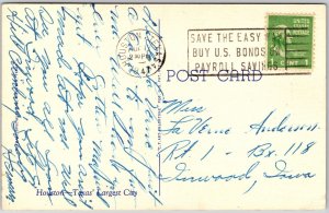 1947 United States Post Office Houston Texas TX Postal Service Building Postcard