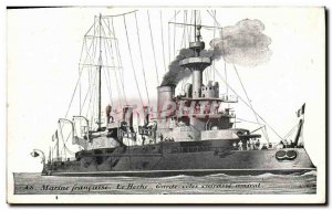 Postcard Old Navy War Ship Francaise Le Hoche Guard Admiral Cotes Breastplate