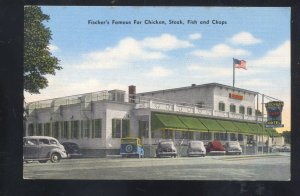 FRANKENMUTH MICHIGAN FISCHER'S CHICKEN RESTAURANT ADVERTISING POSTCARD