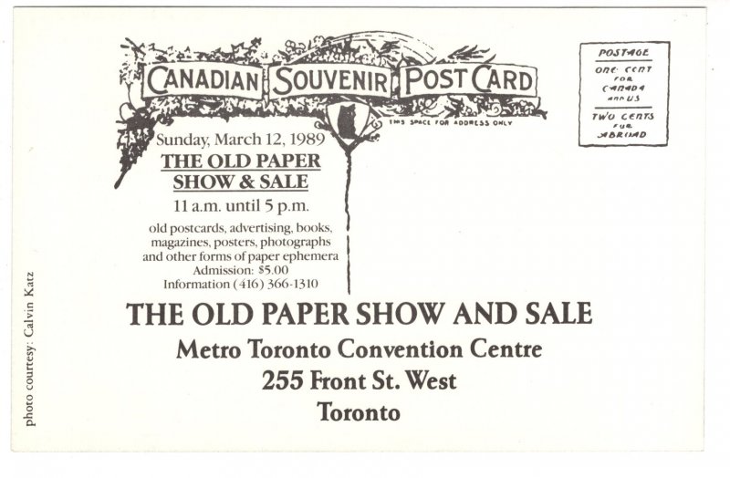 The Old Paper Show 1989, Toronto, Ontario, Deltiology