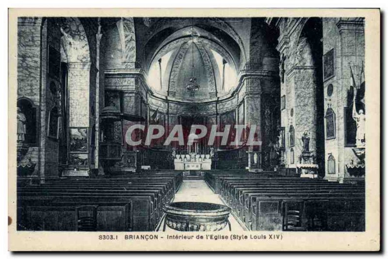 Old Postcard Briancon Interior of the Church