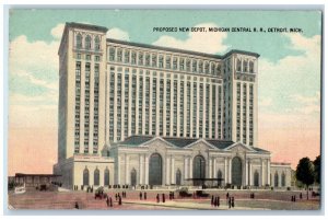 c1910's Proposed Concert New Depot Michigan Central RR Detroit MI Postcard