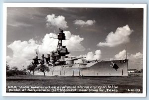 Houston TX Postcard RPPC Photo  U S S Texas At San Jacinto Battle Ground Cline