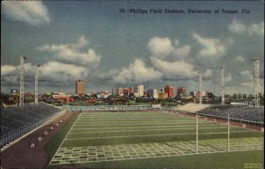 University of Tampa Florida FL Phillips Field Football Stadium Linen Postcard