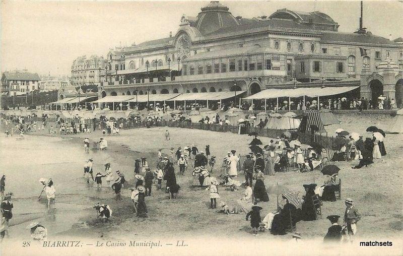 c1910 Biarritz France Louis Levy Municipal Casino Beach Bathers postcard 2467