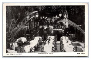 Italian Garden Restaurant Ambassador Hotel New York City NY UNP WB Postcard H22