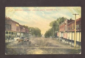 BUNKER HILL ILLINOIS DOWNTOWN WASHINGTON STREET SCENE VINTAGE POSTCARD