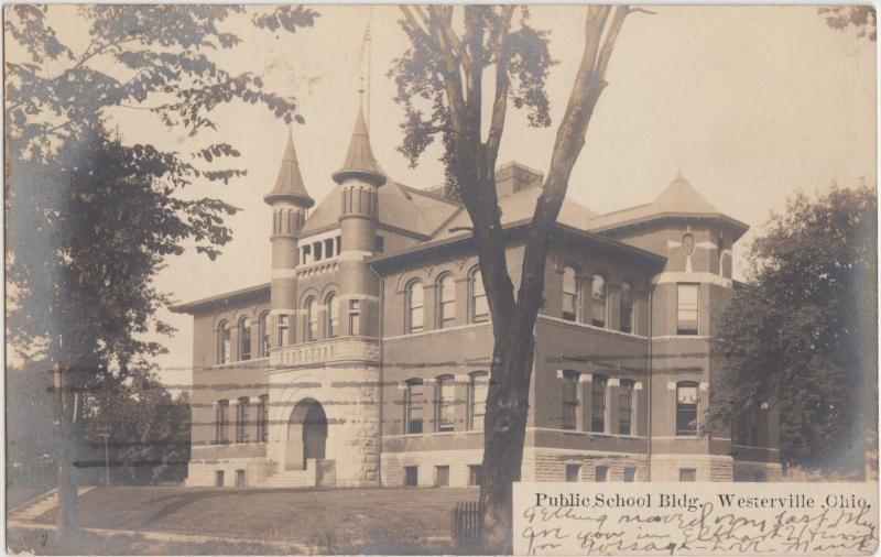 Ohio Real Photo RPPC Postcard 1907 WESTERVILLE Public School Building