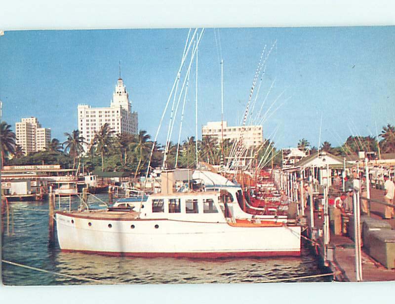 Pre-1980 HOTELS BEHIND FISHING BOATS MARINA Miami Florida FL AE1092