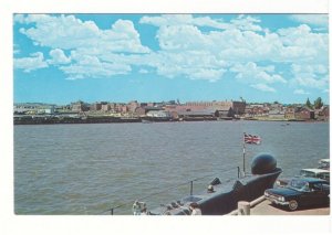 Submarine, View from Wharf, Summerside, PEI, Vintage Chrome Postcard, Old Cars