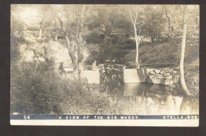 RPPC STELLA NEBRASKA A VIEW OF THE BIG MUDDY CREEK VINTAGE REAL PHOTO POSTCARD