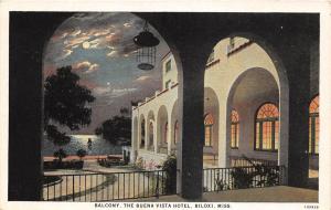 D94/ Biloxi Mississippi Postcard c1920s Balcony The Buena Vista Hotel Building