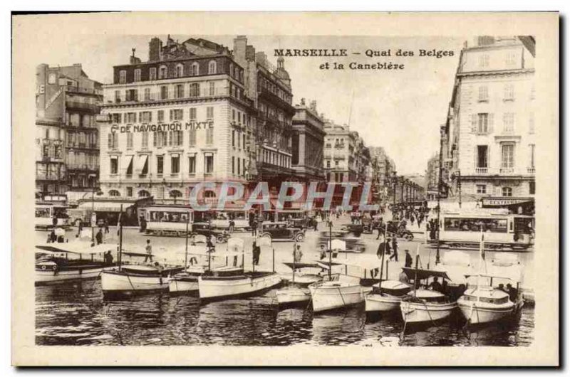 Old Postcard Marseille Quai des Belges and Canebiere Charter