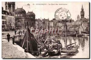 Old Postcard Dunkirk Quai of American Yacht