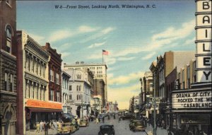Wilmington North Carolina NC Street Scene Theatre c1940s Linen Postcard