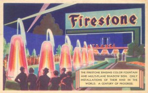 1933 Chicago Expo Firestone Singing Color Fountains Donnelley Deeptone Postcard