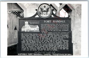 c1950s Pickstown, SD RPPC Fort Randall Dam Chapel IOOF Church Plaque A168