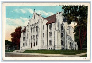 1937 Scottish Rite Cathedral Scene Street Moline Illinois IL Antique Postcard