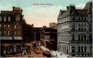 Ottawa, Ontario, Canada - Trolley running downtown on Sparks Street - c1908