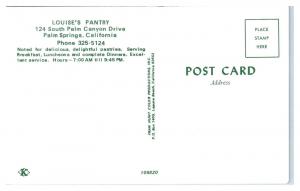 1950s/60s Louise's Pantry, Palm Springs, CA Postcard