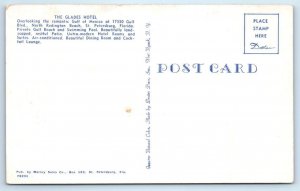 2 Postcard ST. PETERSBURG, North Redington Beach FL~ GLADES HOTEL Evergreen Room